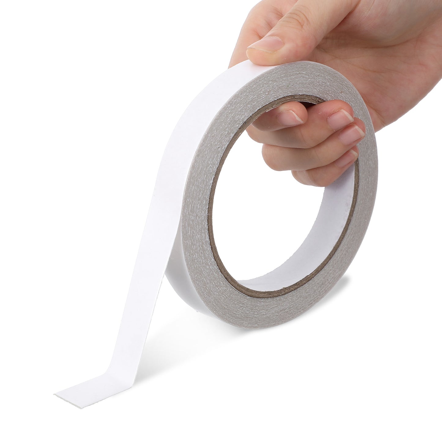Grevosea Double Sided Fabric Tape, Heavy Duty Clear Tape with Strong Adhesion High Adhesive Removable Residue-Free Fabric Tapes for Hem Fashion Carpet Curtains 0.59in x 33FT White