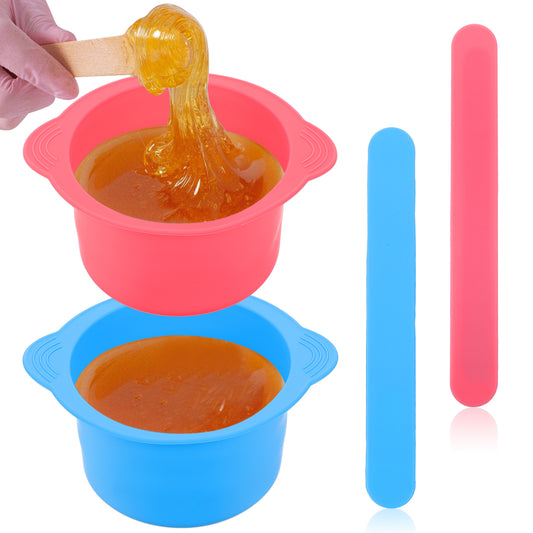 ZEYIYER 2 PCS Silicone Waxing Bowl, Wax Pot Insert with 2PCS Silicone Spatulas, Wax Warmer Liner, Non-Stick Wax Melt Wax Pot Bowl Replacement for Hair Removal