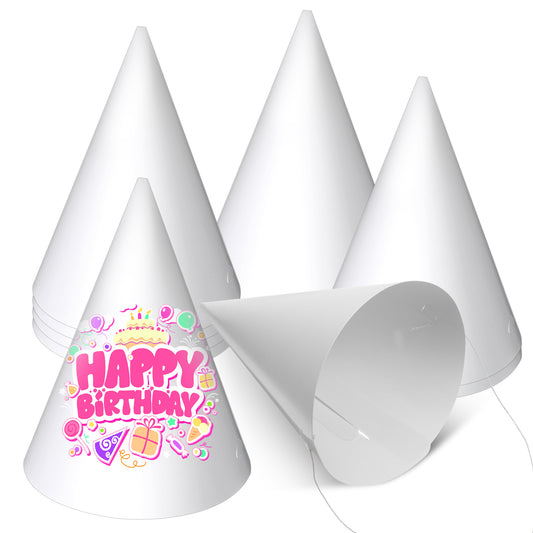 Axafazup White Paper Party Hats Bulk, 10 PCS DIY Cone Hats for Kids and Adults Birthday, Halloween, Christmas Party Decorations And Crafts