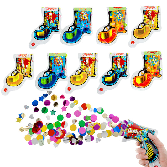 10 Pcs Lightweight and Portable Confetti Poppers, Easy-Use Confetti Cannons with 10 Straws for Kids Adults, Funny Party Inflatable Toy Poppers Confettis for Birthday Anniversary