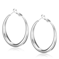 1 Pair Silver Thick Hoop Earrings, 4cm Chunky Trendy Hoops for Women