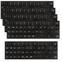 5 Pcs English Keyboard Stickers, Universal PC Computer Laptop Desktop Keyboard Replacement Stickers Black Background with White Lettering Matte Alphabet Sticker