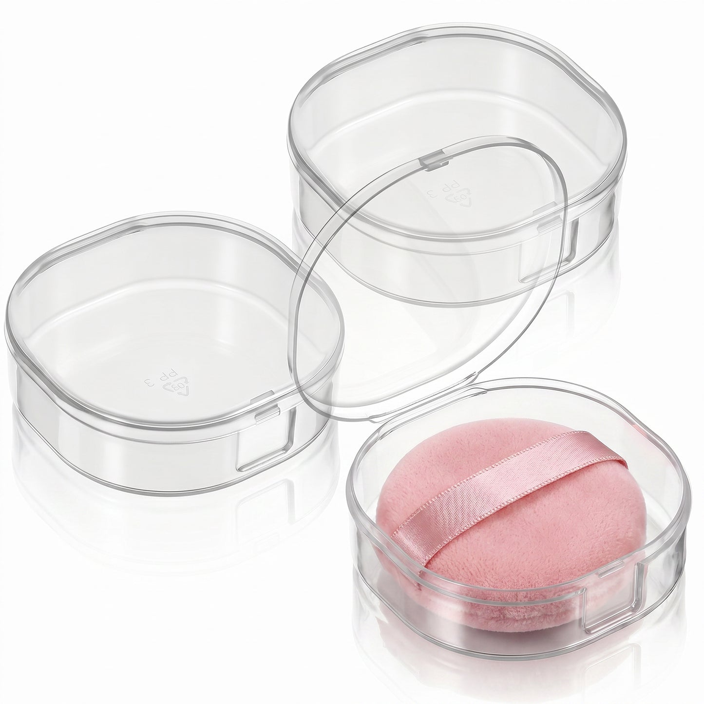 Tweruna 3 PCS Cotton Round Holder, Plastic Cotton Pad Dispenser, Portable Cottons Rounds Travel Case for Cosmetic Cottons Balls, Powder Puff, Floss Balls Small Items