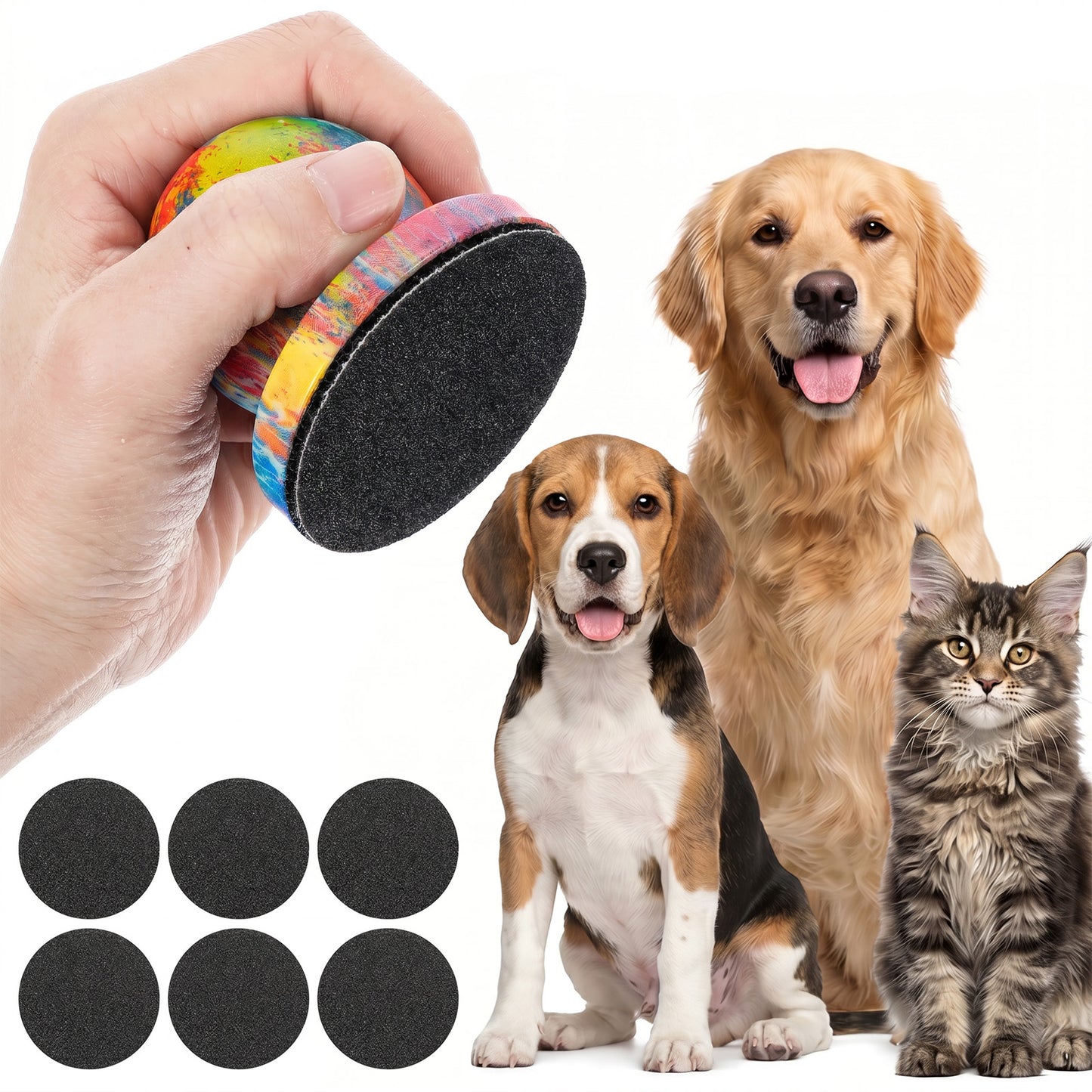 Dog Nail File with 6Pcs Replaceable Filing Disc, Dog Scratch Board for Safe and Easy Nail Care, Dogs Nails Scratch Board Ensures Smooth and Healthy Nails for Dogs and Cats