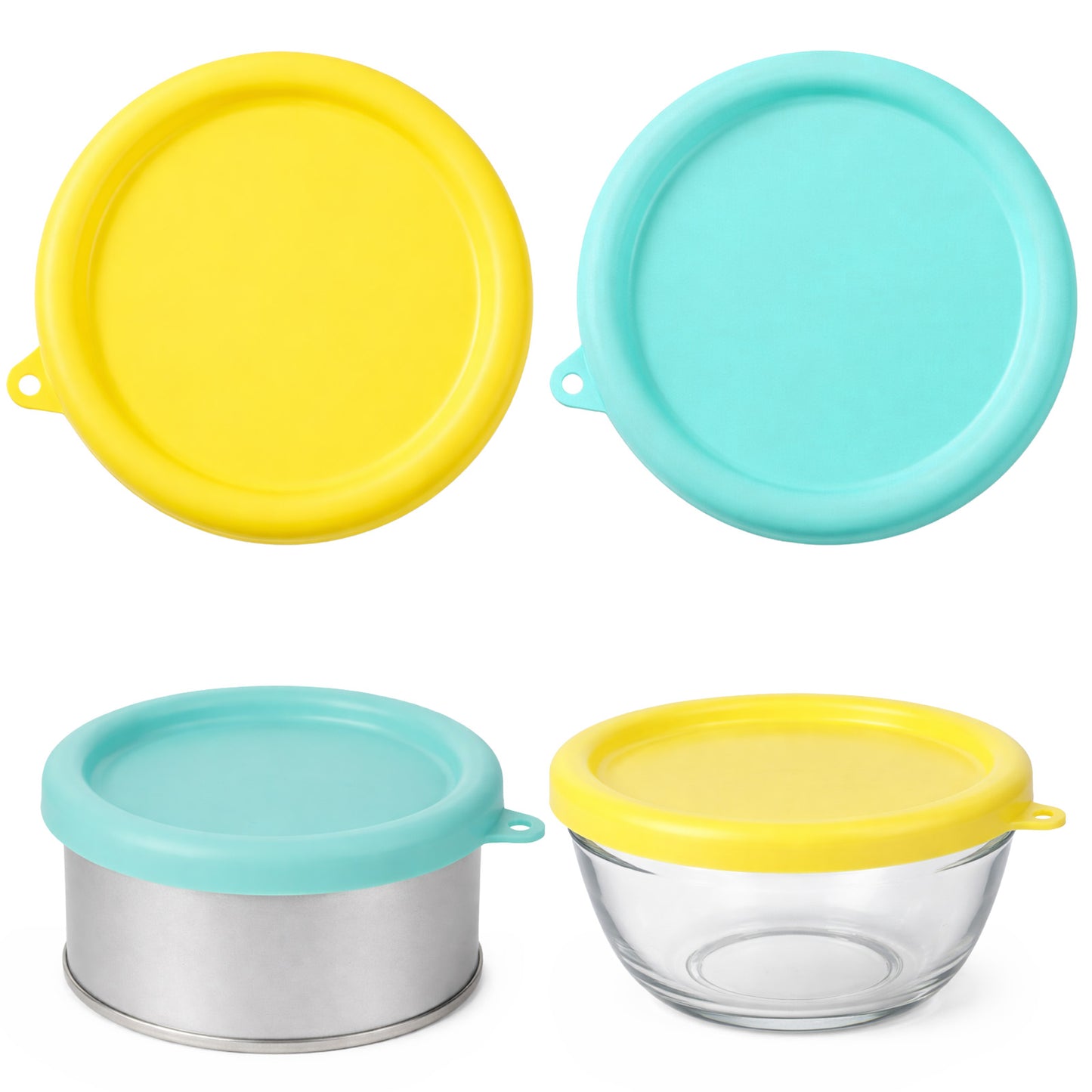 2Pcs Round Silicone Storage Cover Lids, 15.5 cm/6.1 inch Replacement Lids for Glass Bowls (Container not Included)