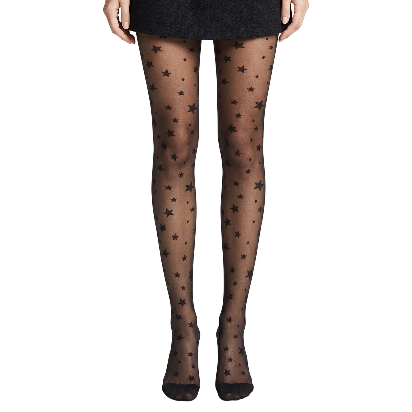 Tweruna Star Pattern Tights for Women, Black Decorative Pantyhose, Patterned Stockings, Nylon Tights for Parties Daily Wear