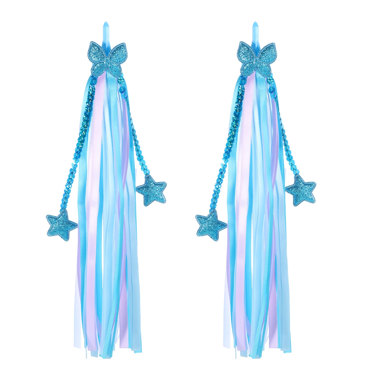 Yuomeaz 1 Pair Bike Streamers for Girl, Kids Bicycle Handlebar Streamers, Bicycle Tassel for Boys, Blue Ribbons Scooter Handlebar Decorations, Kids Bike Accessories