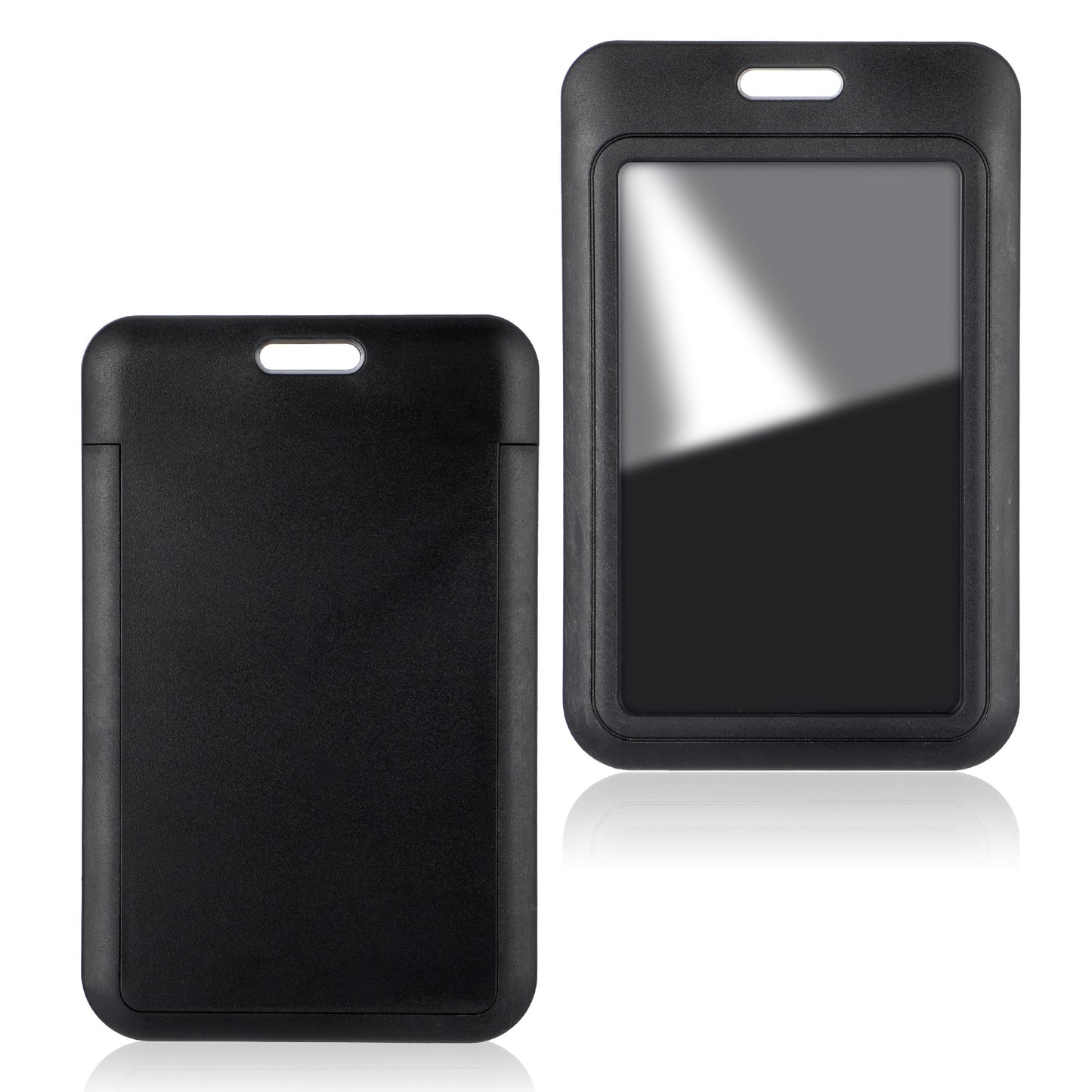 1 Pack Sliding Black ID Badge Holder, Card Case Protector with Clear Window, Vertical Card Protector Pouch for School Card ID Credit Cards Driver’s Licenses