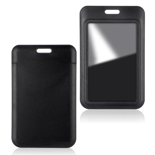 1 Pack Sliding Black ID Badge Holder, Card Case Protector with Clear Window, Vertical Card Protector Pouch for School Card ID Credit Cards Driver’s Licenses