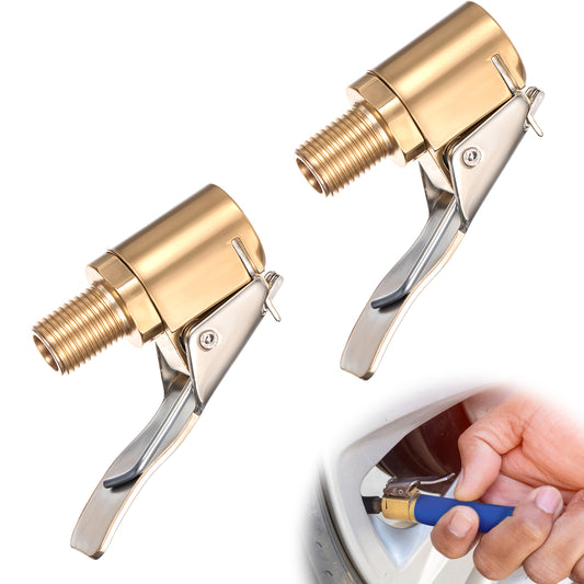 Tire Air Chuck with Clip Adapter, 2 Pcs Brass Locking Tire Air Chuck, Tire Nozzle with Tire Valve Thread, No Leakage Tire Chucks for Vehicle Inflator Compressor Pump Connect Accessories Tool, 8mm