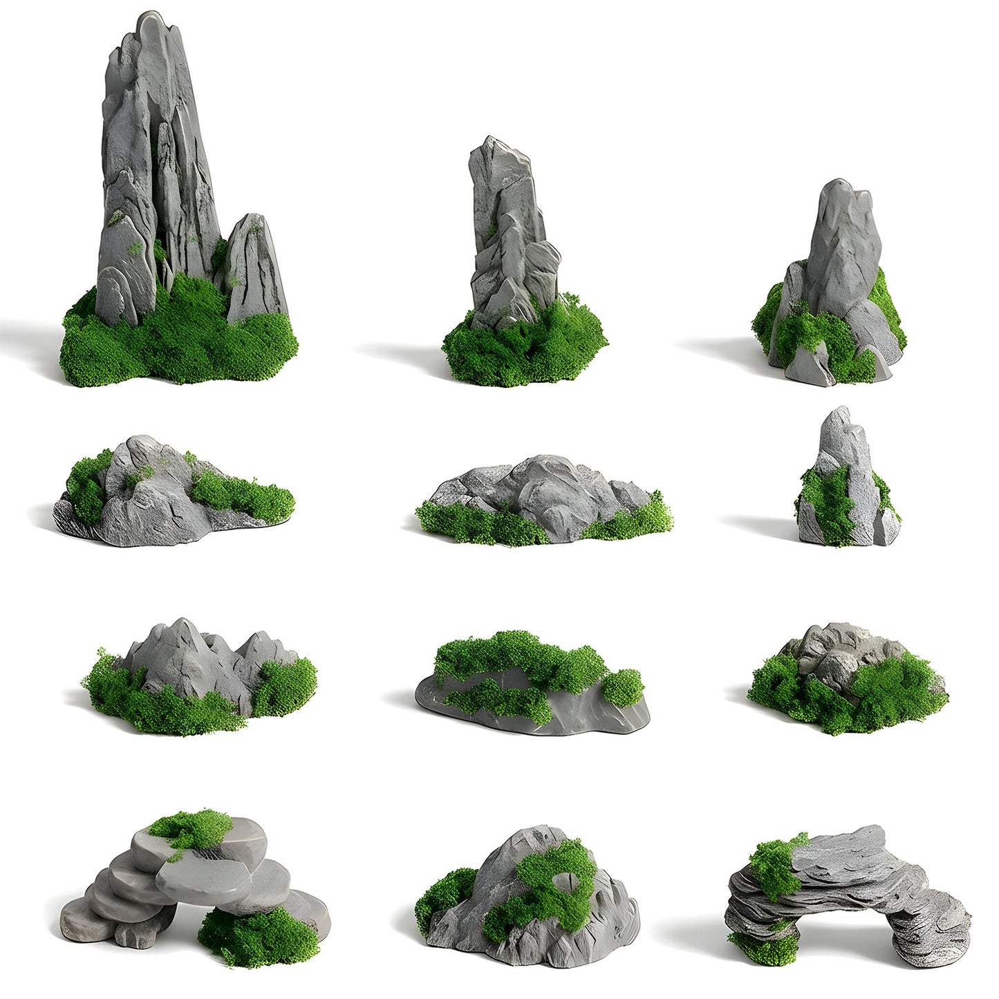 12PCS Mini Diorama Rocks, Fake Rock, Miniature Rockery Stone, Zen Garden Accessories for Diorama Supplies, Micro Train Landscape, Railway Sand Table, Miniature Terrain, Fairy Garden, Aquarium Decor