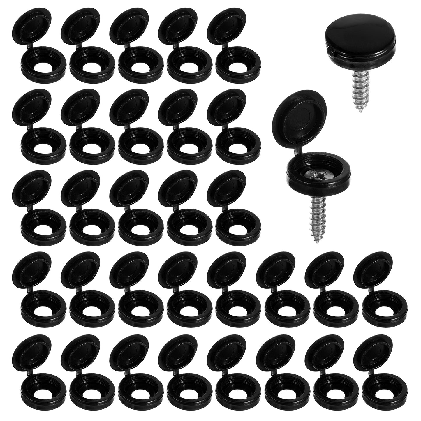 ZEYIYER 100PCS Screw Covers Caps, Plastic Nut Caps Shutter Fasteners Folding Screw Cover Cap, Replacement Screw Decorative Covers Screw Heads Caps for M4 Screws(Black)