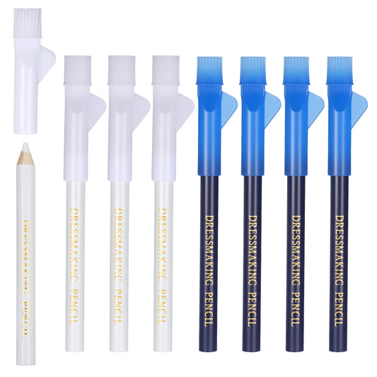 Aysatogc 8PCS Fabric Pencils for Sewing, White and Blue Water Soluble Sewing Fabric Maker White Marking Pencils Tailors Chalk for Tailors, Quilting, Dressmaker & DIY Crafts