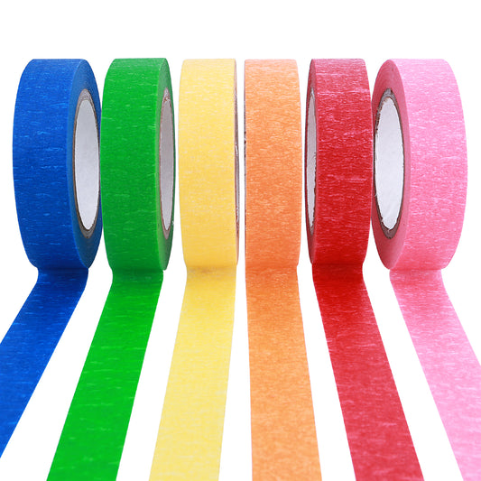 ASTER Coloured Tape, 6 Rolls Rainbow Colors Masking Tape for Painting Colorful Craft Tape, Kids Art Supplies Colored Tape for Labeling, Coding, Moving, Decor, Painting, 13 Yards Per Roll