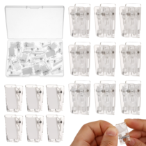 ZEYIYER 24 Pieces Self Adhesive Clips, Clear Clips for Hanging, Wall Tapestry Hanging Clips, Home Office Plastic Wall Clips Sticky Hanging Spring Clips for Paper Rope Picture Clips