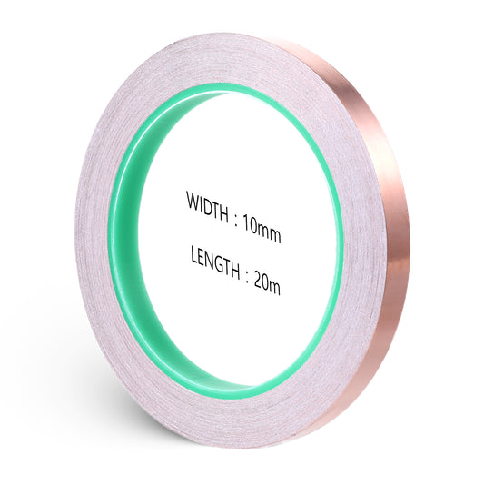 Aysatogc Copper Tape, 10mm×20M, Strong Adhesive Copper Snail Tape with Conductive for Shielding & Guitar Repairs, Soldering, Grounding, Electrical Repair, Stained Glass, DIY Crafts
