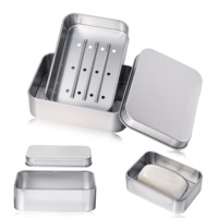Travel Soap Case with Lid Bar Soap Travel Case, Portable Travel Soap Dish Metal Soap Box for Traveling, Camping, Outdoor, Gym, Bathroom,Travel Essentials
