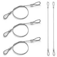 5 Pcs Stainless Steel Cable with Loops, 12inch Vinyl Coated Wire Rope Long Rope Lanyard Lock Stainless Chains for Outdoor Gates, Stage Lighting, Luggage Lock Wire Rope, 2 mm Thickness