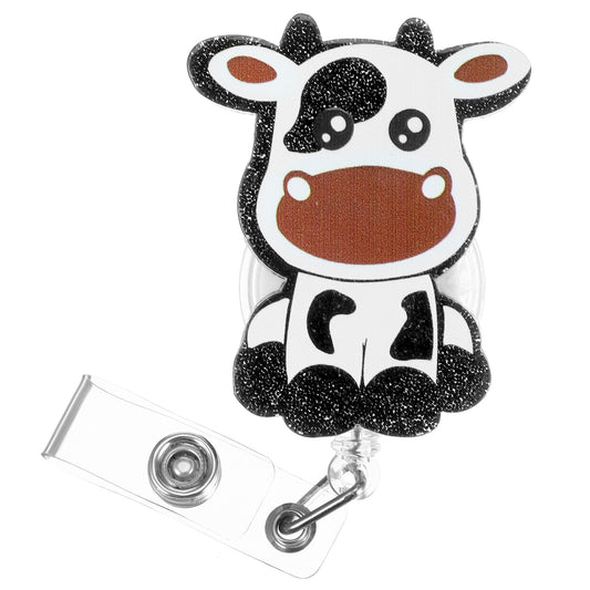 Thinp Cow Badge Reel,Cute Cow Retractable Badge Holders with Id Clip Cute Badge Reel Medical Badge Reel Retractable Badge Holders Cute Pediatric Badge Reel for Nurse Doctor Student ID Name Tag Holder