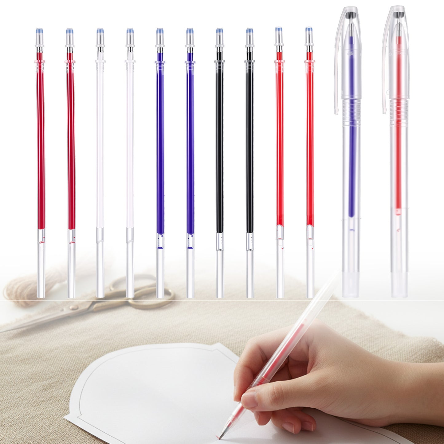 YQQYG Heat Erasable Pens for Fabrics with 20 Refills, Fabric Marking Pens for Sewing, Quilting, Embroidery, Dressmaking and DIY Dressmaking, Heat Pen for Fabric, 6 Colors
