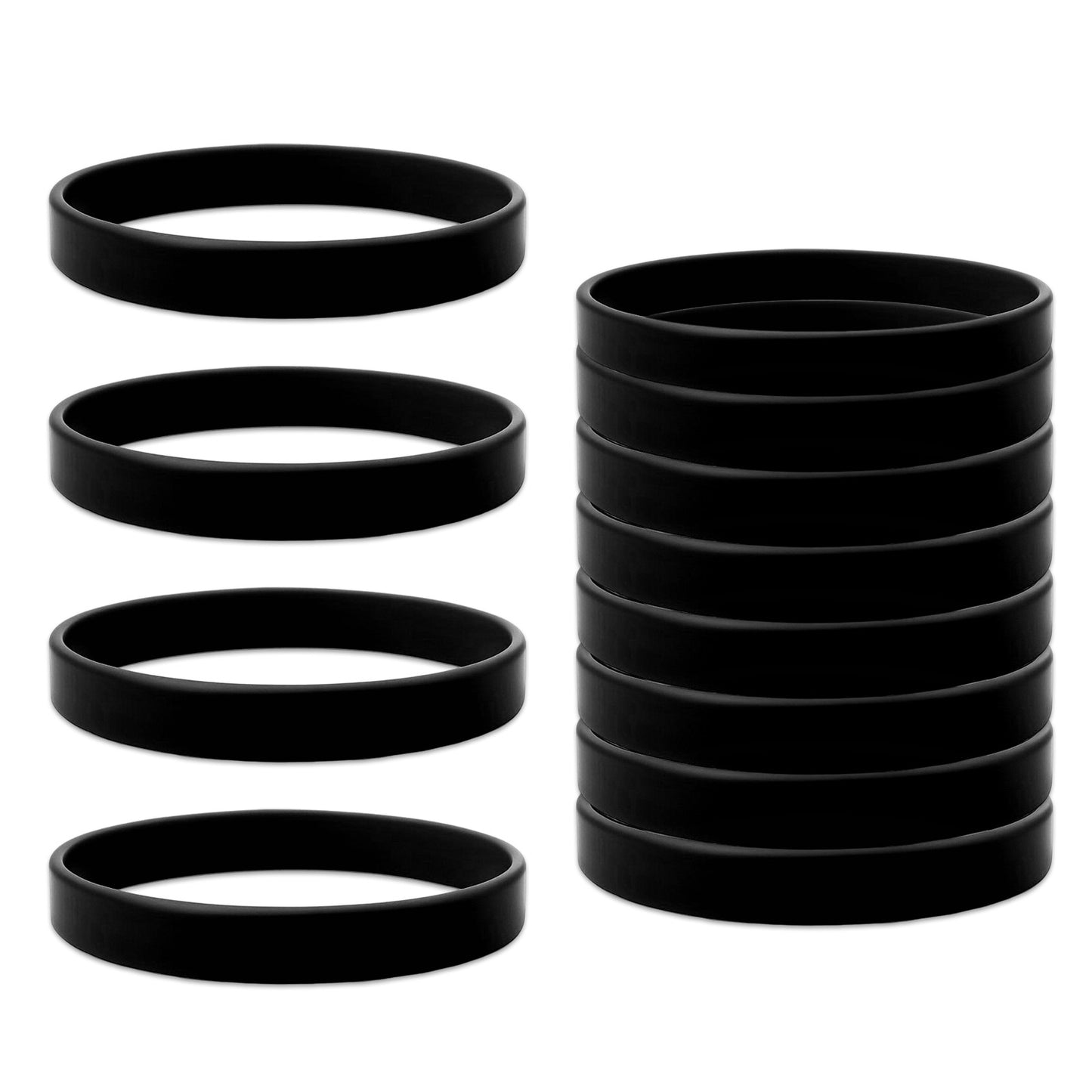 Ajcotahm 12 PCS Silicone Bracelets, Wristbands Black Rubber Bracelets Solid Color Blank Wristbands Anti-Static Wristband Unisex for Games Party Favors Sports Teams Events