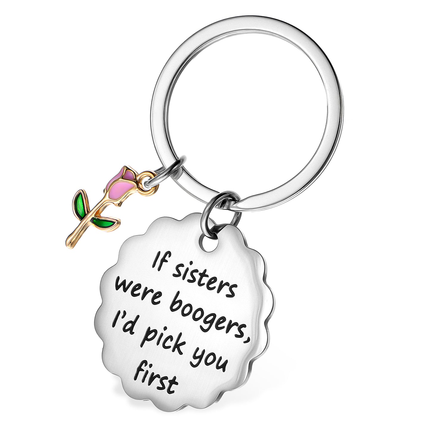 Axafazup Humorous Unique Keychain Jewelry, Sister Gifts from Sisters, Suitable for Birthday, Christmas & Graduation, Fits Adult, Big/Little Sisters, Perfect as Proud Best Sister (Silver)