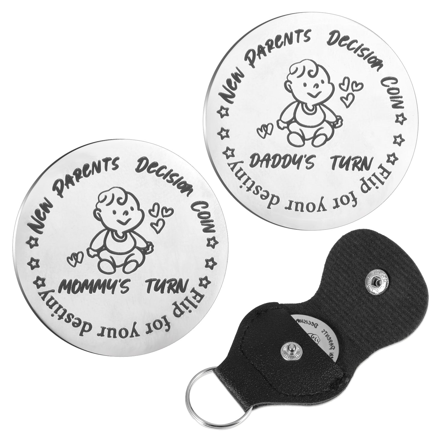 Funny Decision Coin For New Parents, Double Sided Pregnancy Gift, Novelty Decision Coin, for First Time Mom Dad, Baby Shower, Festival, Present for Couples, Expecting Mother