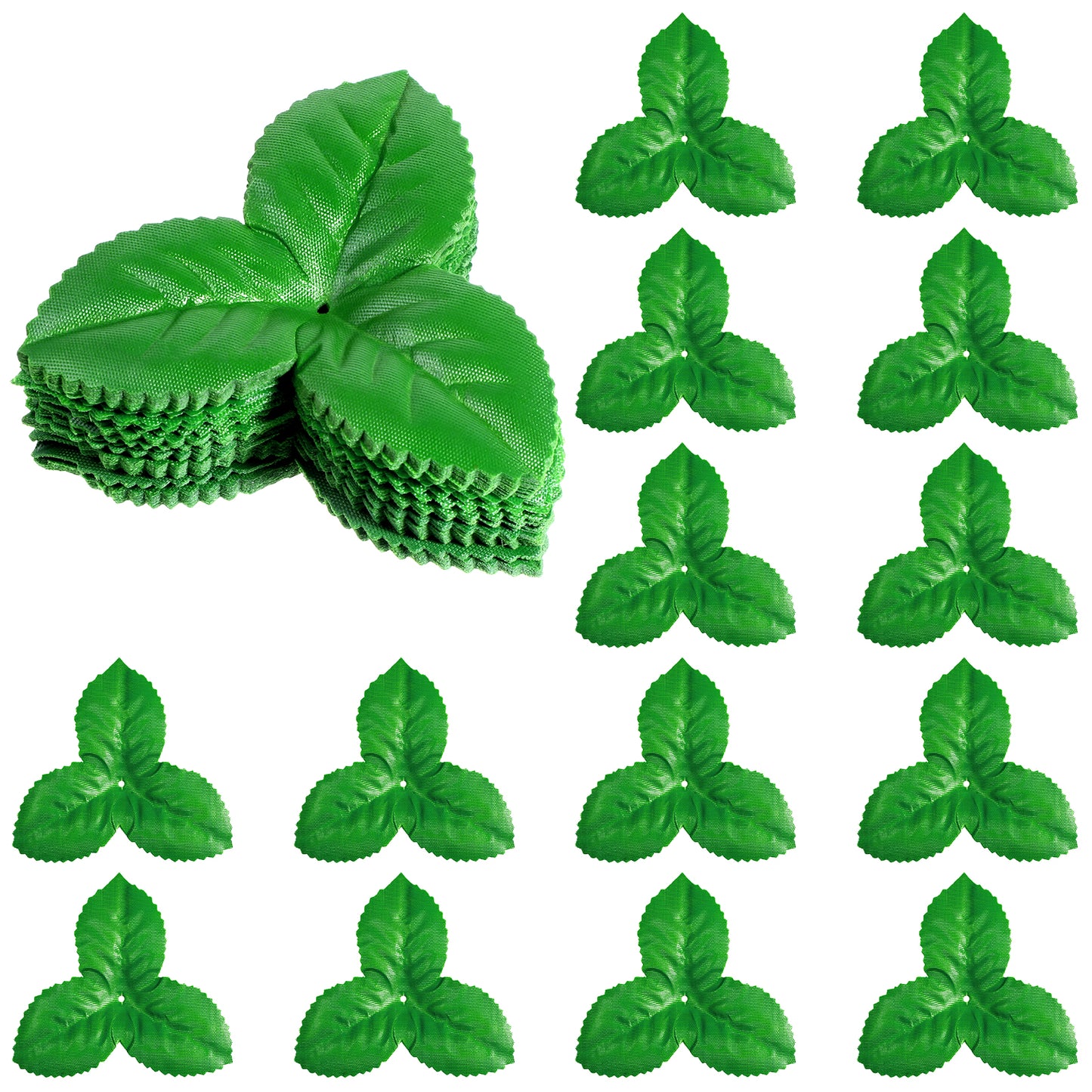 Axafazup 200 Pcs Artificial Green Leaves, 3.74 Inch Fake Rose Leaves, Polyester Fabric Faux Greenery For DIY Wedding Bouquet, Christmas Wreath, Party Decorations And Craft Supplies