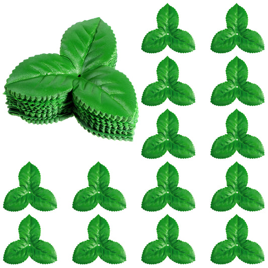 Axafazup 200 Pcs Artificial Green Leaves, 3.74 Inch Fake Rose Leaves, Polyester Fabric Faux Greenery For DIY Wedding Bouquet, Christmas Wreath, Party Decorations And Craft Supplies