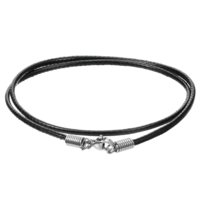 Yuomeaz Black Leather Cord Necklace, Braided Wax Rope Leather Necklace for Men with Snap Clasp Rope Cord Necklaces for Men Women DIY Necklaces Bracelet Pendants