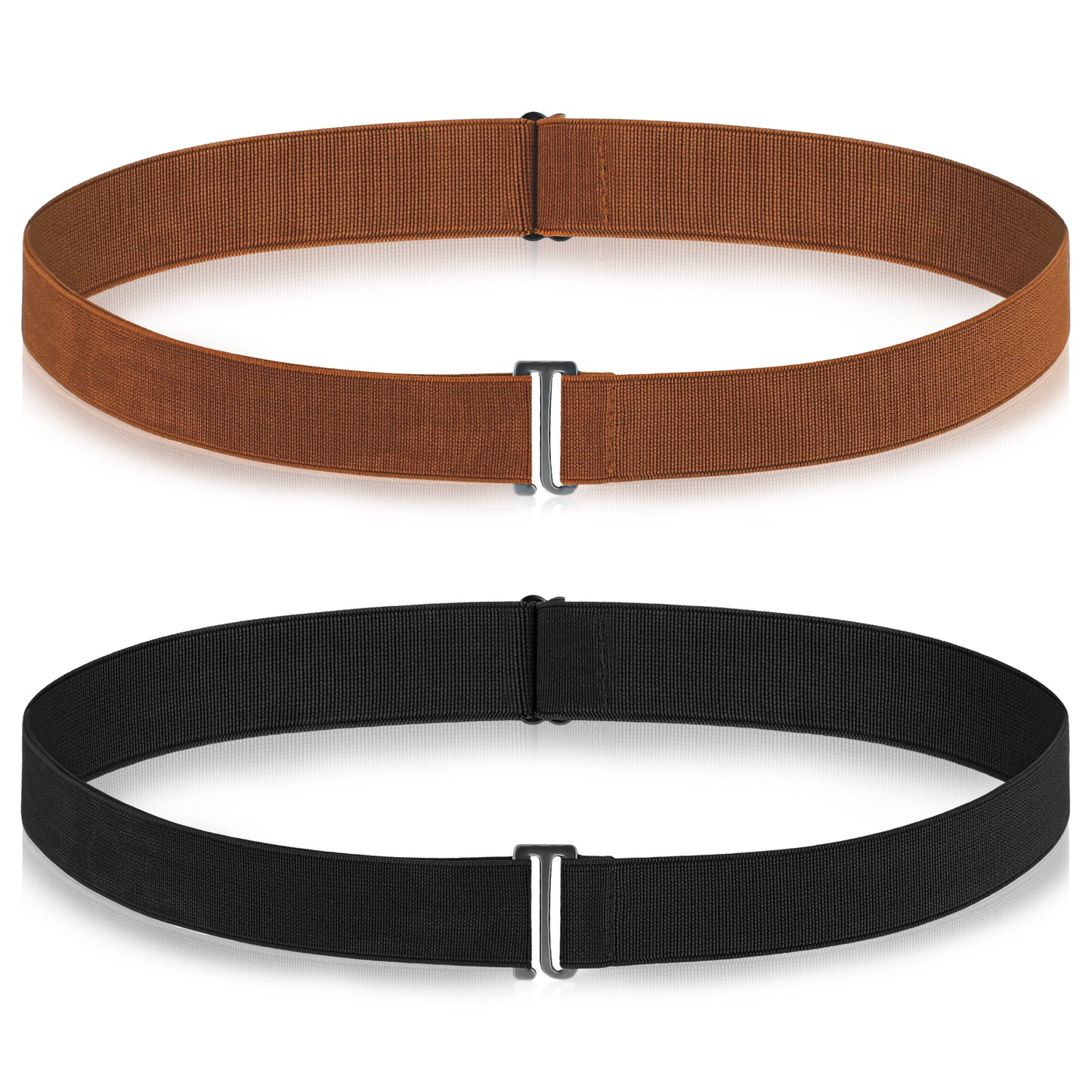 Yuanan 2pcs Crop Tuck Band for Women, Shirt Stays Elastic Belt Women - Adjustable Invisible Tucky Belt to Crop Oversized Tops(Black & Brown)