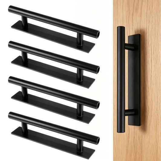 Axafazup 4 Pack Self Adhesive Cabinet Handles, No Drill Drawer Pulls, ABS Plastic Furniture Handles Helper, Peel and Stick Push Pull Helper for Cabinets Drawers Sliding Doors (5.27", Black)