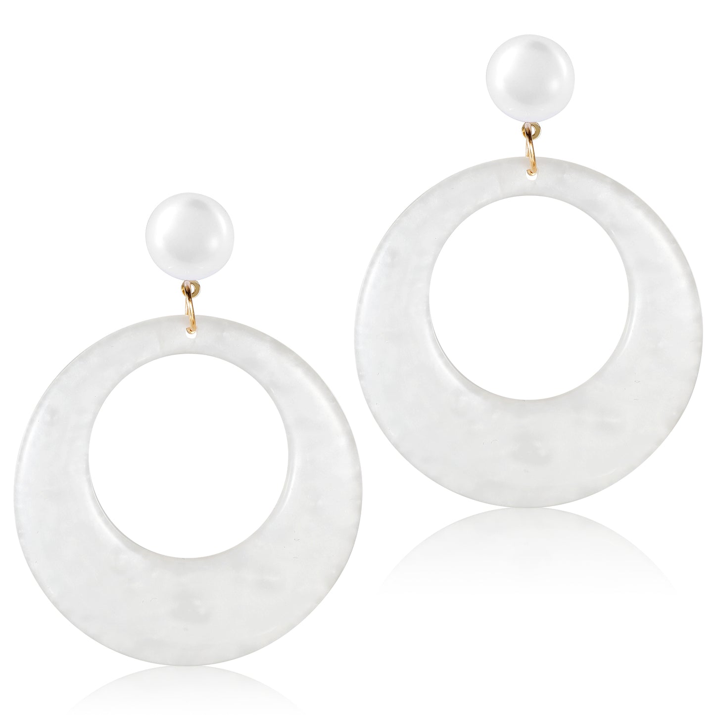 Boho Elegant Retro Simple Hollow Earrings, Acrylic White Earrings for Women 70s Fashion Statement Earring Trendy White Groovy Geometric Drop Dangle 70s Accessories