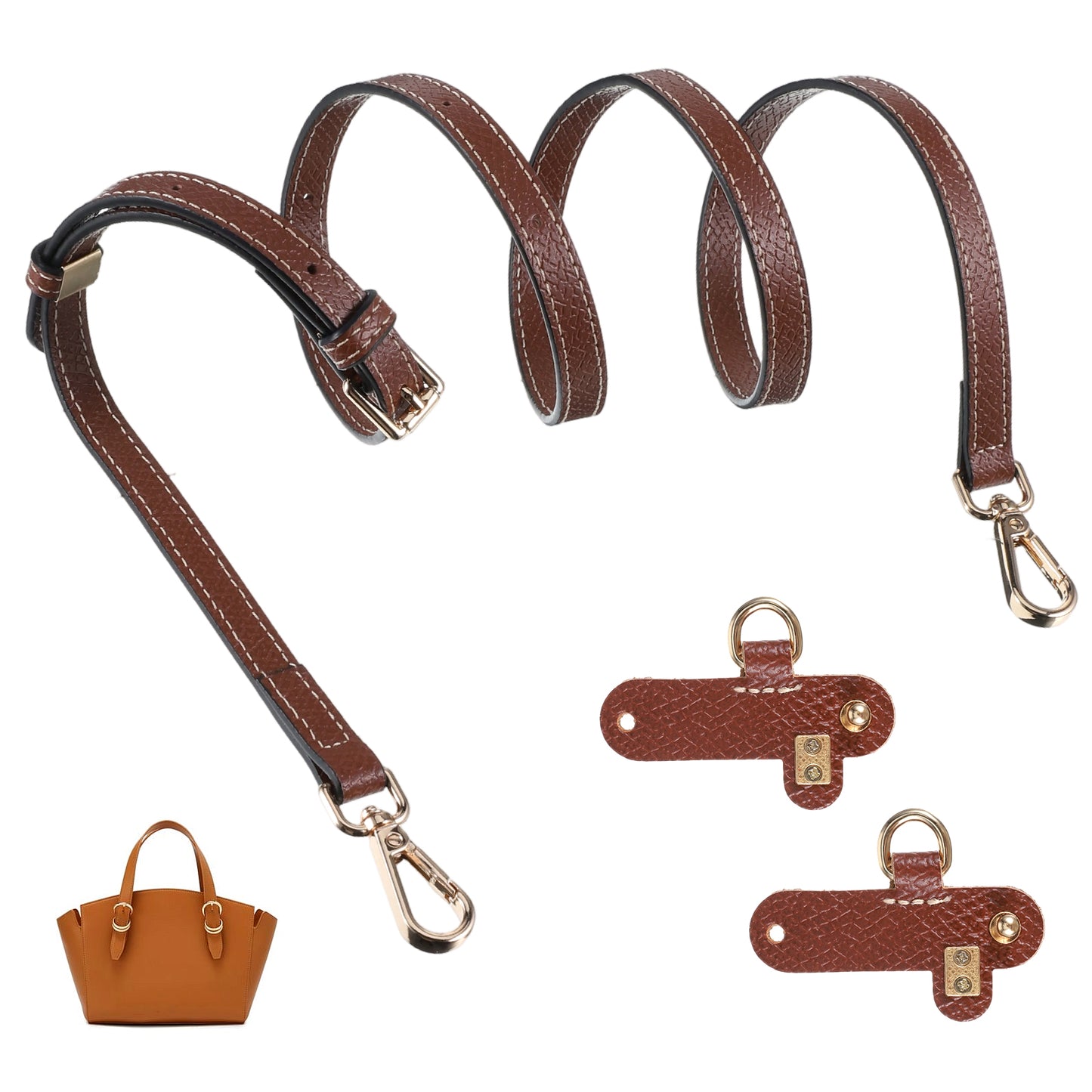 Axafazup Adjustable Leather Bag Strap, Punch-Free Conversion Kit, Brown Crossbody Shoulder Strap for Crossbody Handbags Shoulder Bag Purse, 39.4-47.2 Inch
