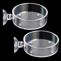 2 Pcs Shrimp Feeding Dish, 65mm Round Aquarium Feeder Dish with Suction Cups Clear Acrylic Fish Tank Feeding Bowls