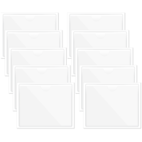 10 PCS Clear Adhesive Index Card Pockets, 3.74x2.83 Inch Label Pockets with Top Open Plastic Card Sleeves for Storage Bins Library Cards Labels