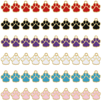 Aysatogc 60Pcs 6 Colors Dog Paw Footprint Charms, Alloy Gold Enamel Animal Footprint Pendants Metal Puppy Prints Charms for DIY Jewelry Making Necklace Bracelet