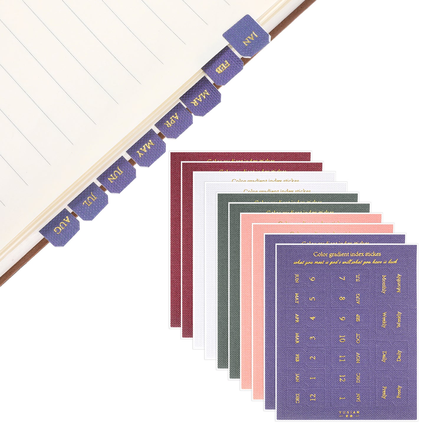 10 Sheet Month Tabs for Planner, Colorful Self-Adhesive Planner Monthly Tabs, Notebook Index Tabs for Planners Office Study Journal Notebook Agendas Organizers Office Supplies