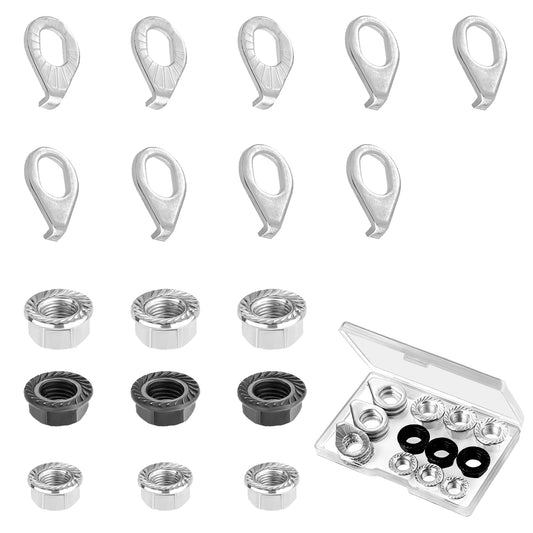 ZEYIYER 18PCS Bike Wheel Axle Nut and Bicycle Hub Safety Washer Kit, M8 M9.5 M10 Huffy Bike Axle Nut Wheel Nut Parts Wheel Nuts Axle Nut Ebike Parts for Front and Rear Most Mountain Road Commute