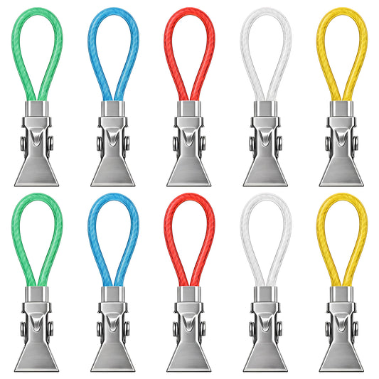 10 PCS Towel Clips for Kitchen, Metal Towels Clip with Hanging Loop, Multi-color Kitchen Towel Clips for Bedroom, Bathroom, Cupboard
