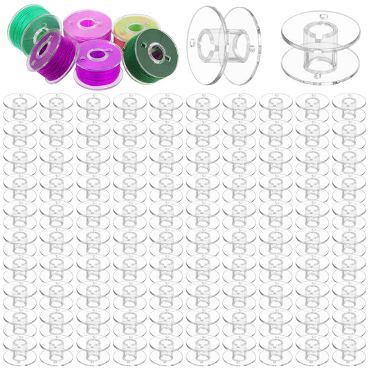 100 Pack Class 15 Clear Plastic Sewing Bobbins Compatible with Singer/Brother, Janome SA156 Machines, Polystyrene Bobbins, Standard Sizes Sewing Bobbin for Sewings Enthusiasts Beginner, Embroidery, DI