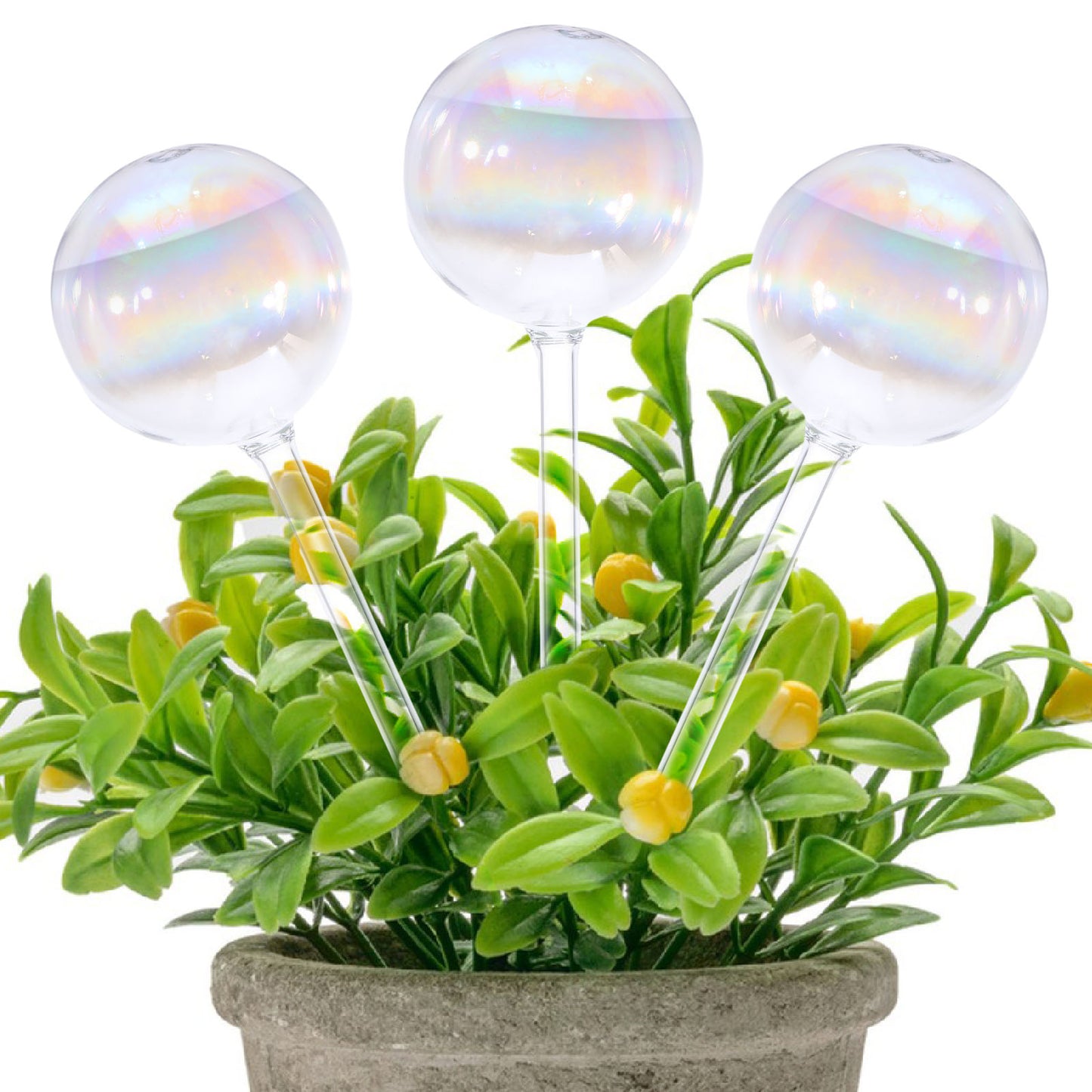 ASTER Plant Watering Globes, 3Pcs Iridescent Self Watering Globes for Plant, Glass Plant Watering Bulbs Insert Spikes Plant Accessories for Home Indoor Outdoor Automatic Irrigation System