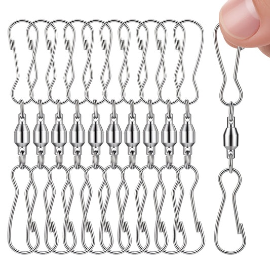 Aysatogc 10Pcs Swivel Hooks Clips, Spinning Dual Clip Swivel Hooks for Wind Spinners Stainless Steel Twist Hanging Hooks for Hanging Windsock, Bird Feeders, Wind Chimes Crystal Twisters