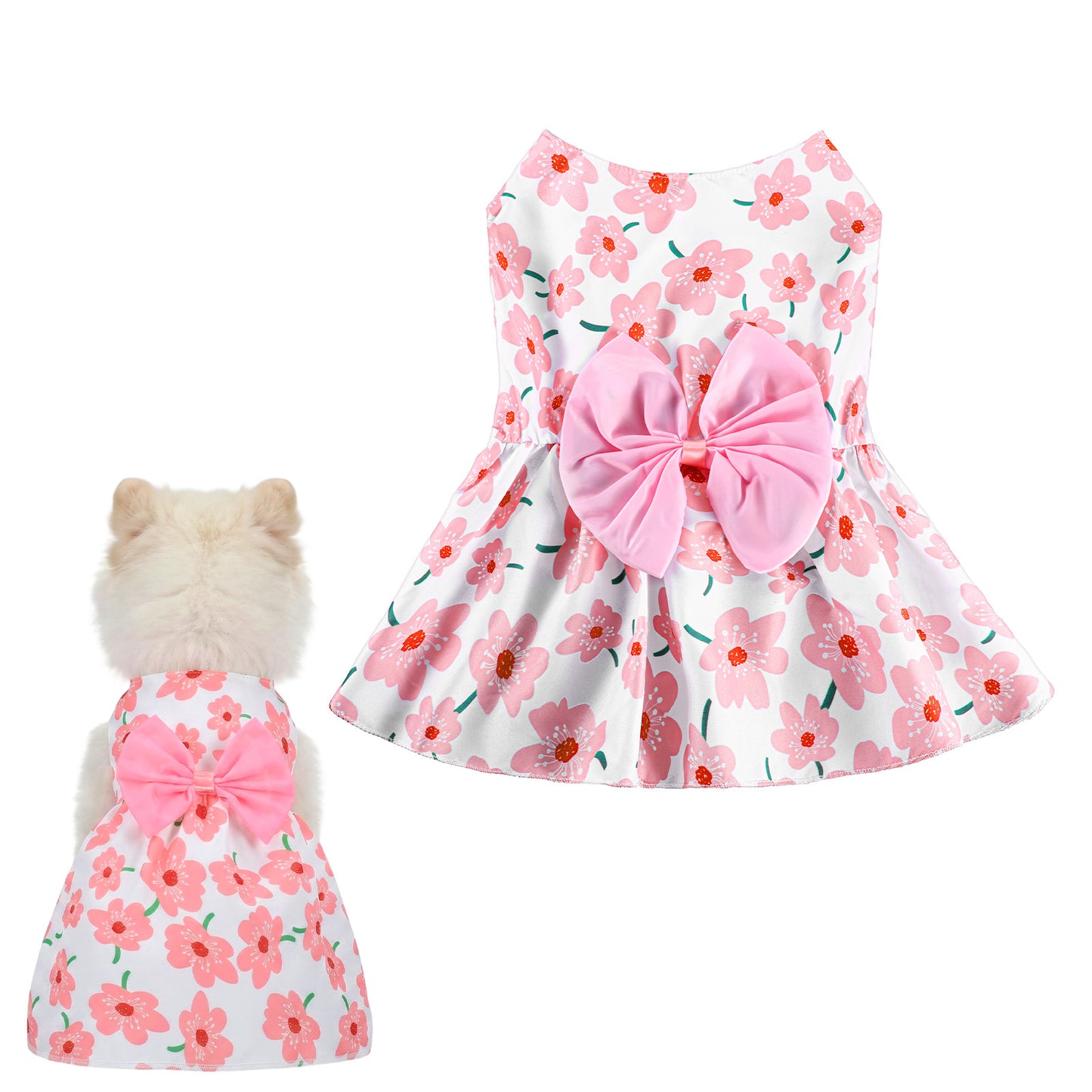 Floral Dog Dress Cute Dog Skirt Pet Dress Summer Pet Clothes for Puppy Small Cats