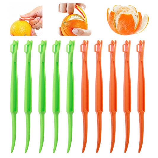 10 PCS Orange Easy Peeler Tool, Plastic Speed Peelers Open Citrus Peelers for Kitchen, Easy Peeler for Fruit Lemon Banana (Orange Green)