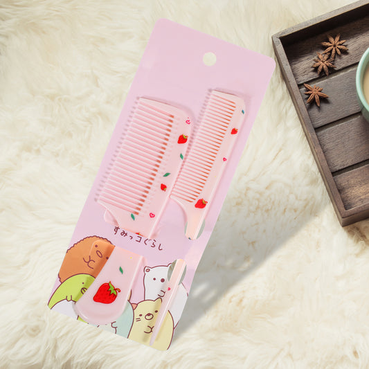 Toddler Comb Set, Small Cute Fine Tooth Comb & Rat Tail Comb for Kids Styling, Pink Mini Hair Comb Plastic Parting Combs, Anti-Static Hairdressing Comb for Baby Girl Wet Dry Hair (2Pcs)