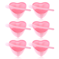LLOUSSAK 6Pcs Pink Heart Shaped Facial Bowls Esthetician Face Mask Bowl Pedicure Bowl Facial Kit Facial Supplies for Estheticians, Plastic Face Mask Mixing Bowl Set for Home Beauty Salon Use