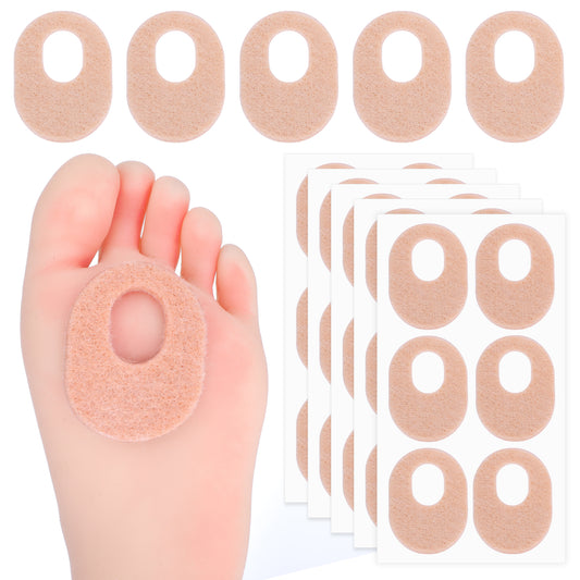 Aster 30 Pack Corn Pads for Bottom of Foot, Soft Felt Oval Shape Callus Cushion, Adhesive Foot Callus Pads for Men and Women, Self Stick Callus Corn Pad to Relief Pain from Calluses, Corns, Blisters