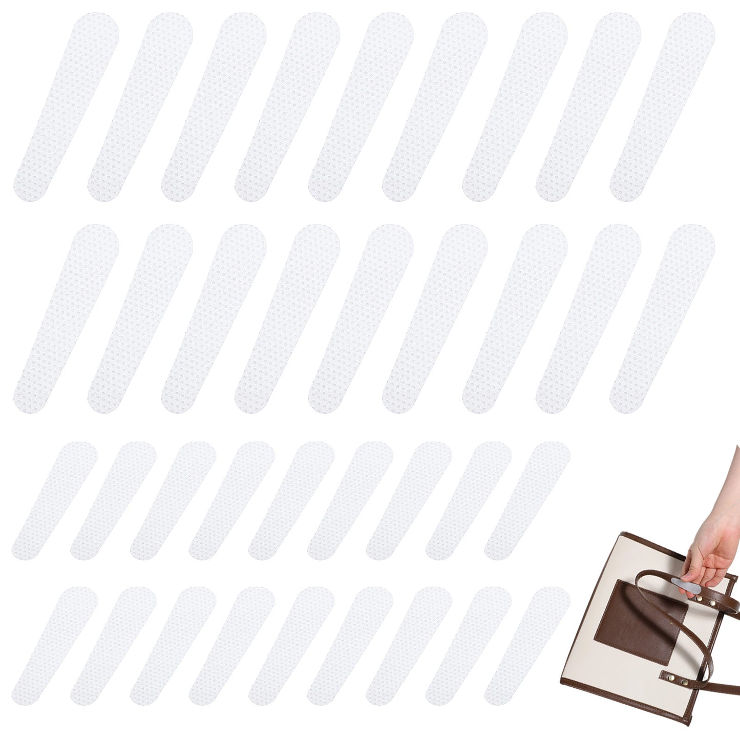 36 Pcs Non-Slip Purse Strap Gripper, Silicone Shoulder Bag Strap Gripper Holder with Convex Dots Self-Adhesive Anti-Slip Purse Shoulder Straps Pad Gummy for Handbag Backpack Straps Gummy