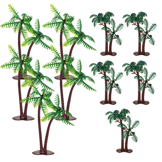 10 Pieces Mini Palm Tree Set, Artificial Palm Trees for Rainforest Diorama Supplies, Realistic Tiny Fake Tree Decor Hawaiian Decorations (2 Sizes)